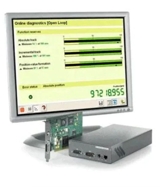 Interface de diagnóstico PWM-20 com a tela do software de análise de sinal de encoder, mostrando reserva de função e status de erro.